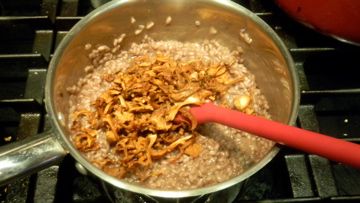 adding vegetables (here, mushrooms)