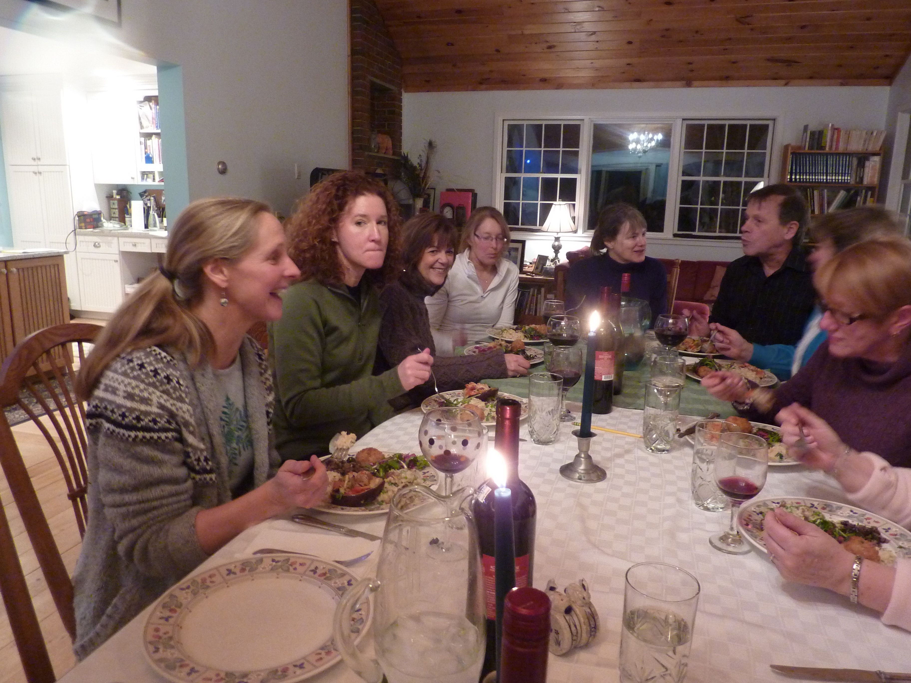 enjoying dinner