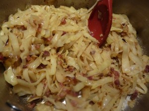 Pickled cabbage and pancetta