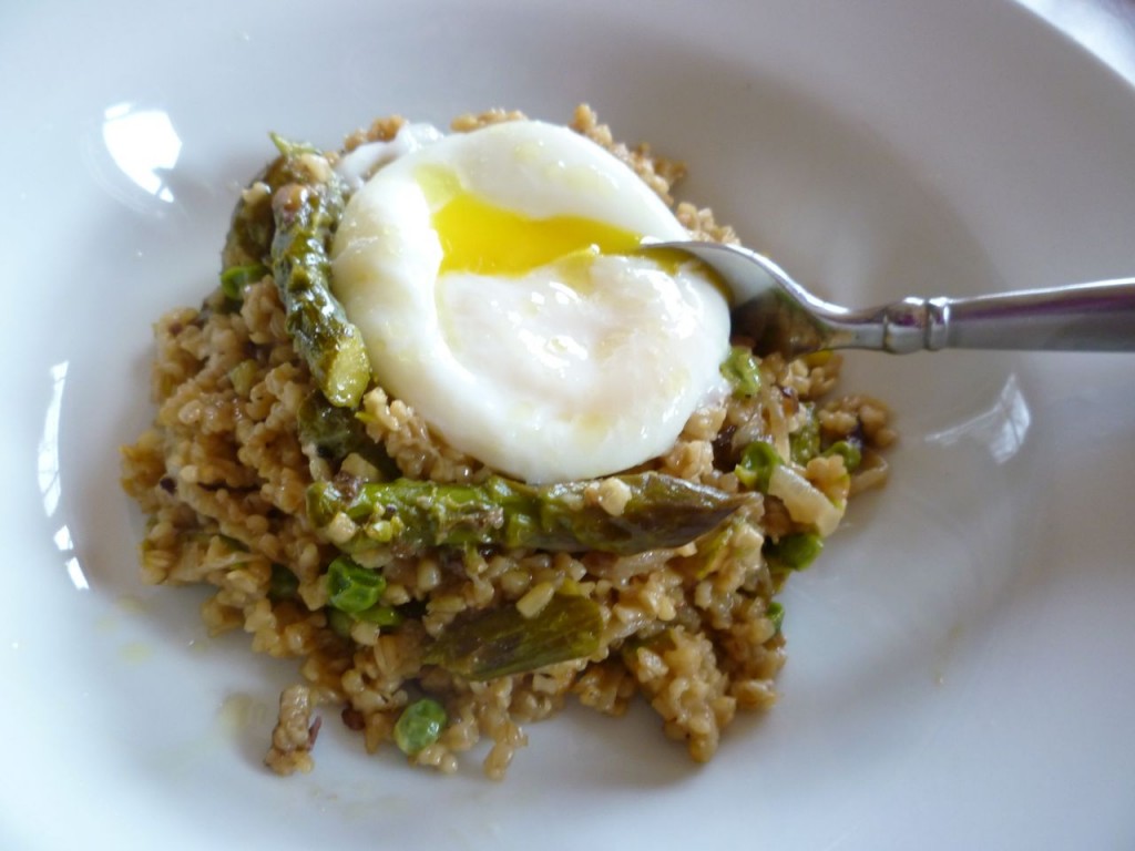 Spring Oat Risotto with Poached Egg - italy cycle holidays