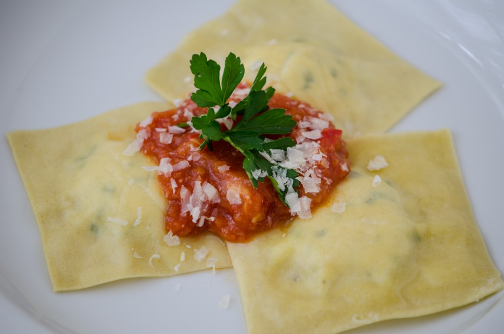 top view cheese chive ravioli ski holidays dolomites italiaoutdoors food and wine